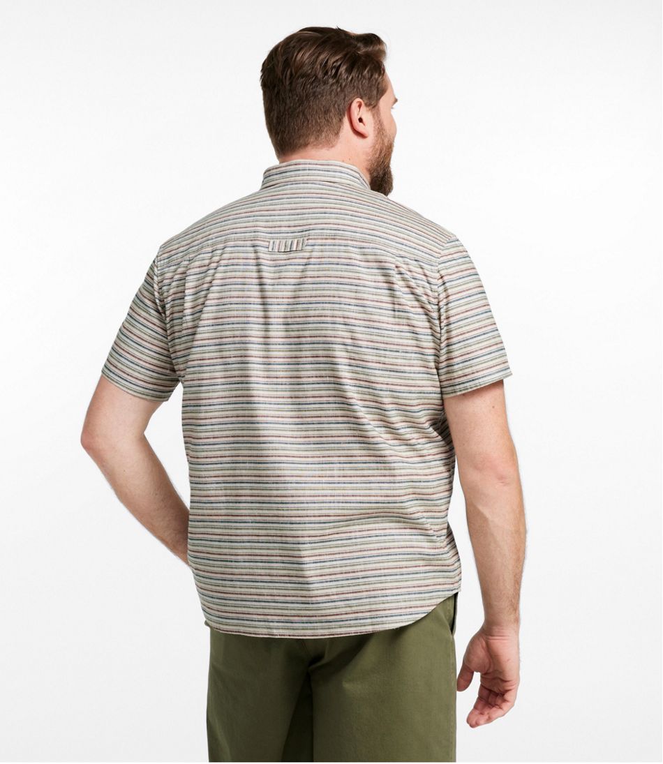 L.L.BeanMen's Stonecoast Hemp Shirt, Short-Sleeve, Slightly Fitted Untucked Fit, Stripe