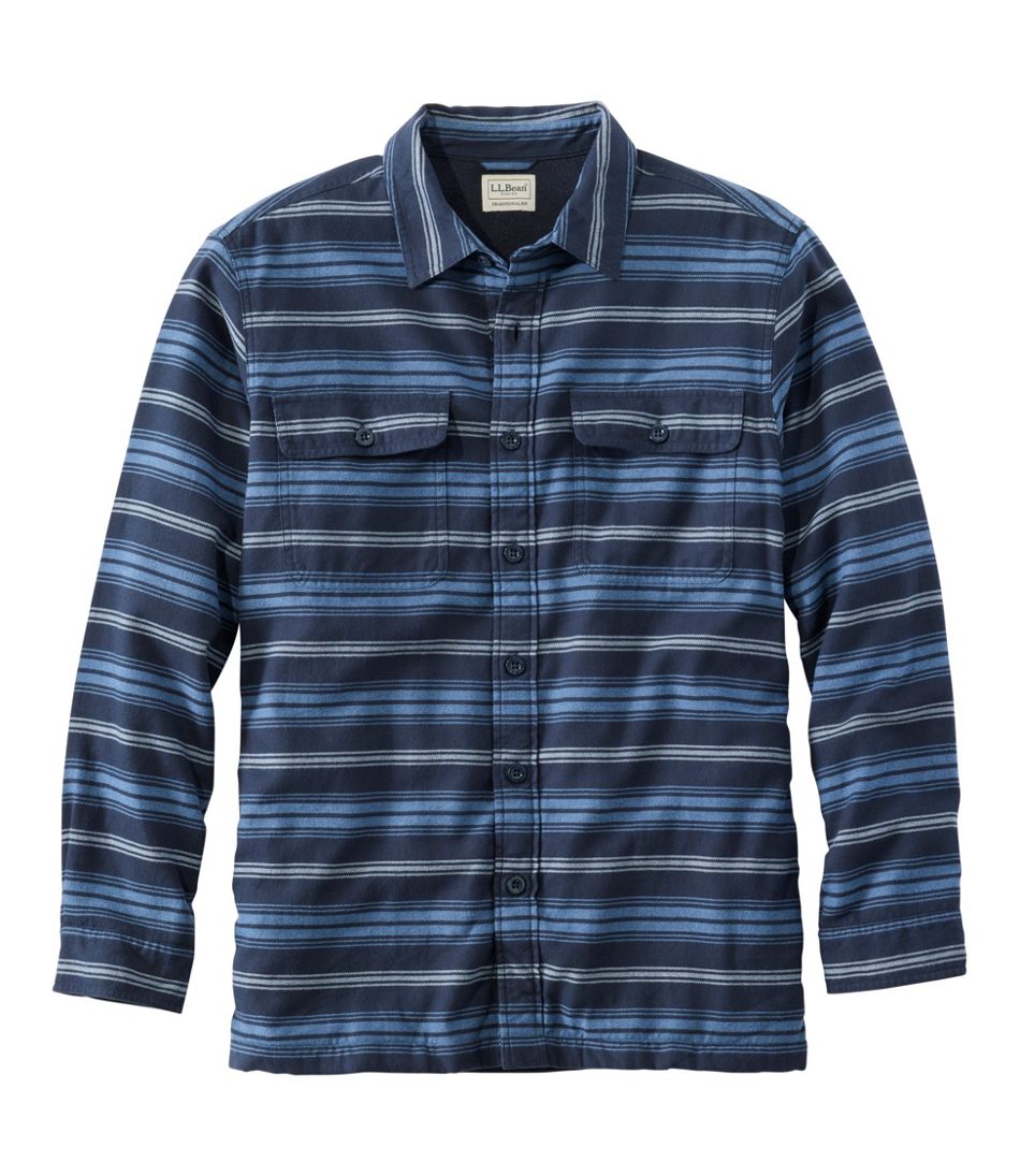 L.L.BeanMen's Fleece-Lined Flannel Shirt, Traditional Fit, Stripe