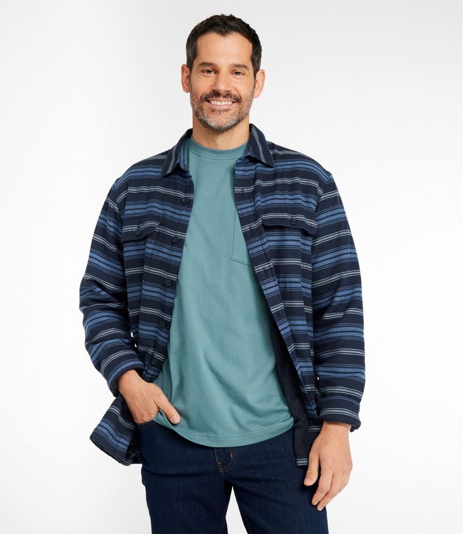 L.L.BeanMen's Fleece-Lined Flannel Shirt, Traditional Fit, Stripe