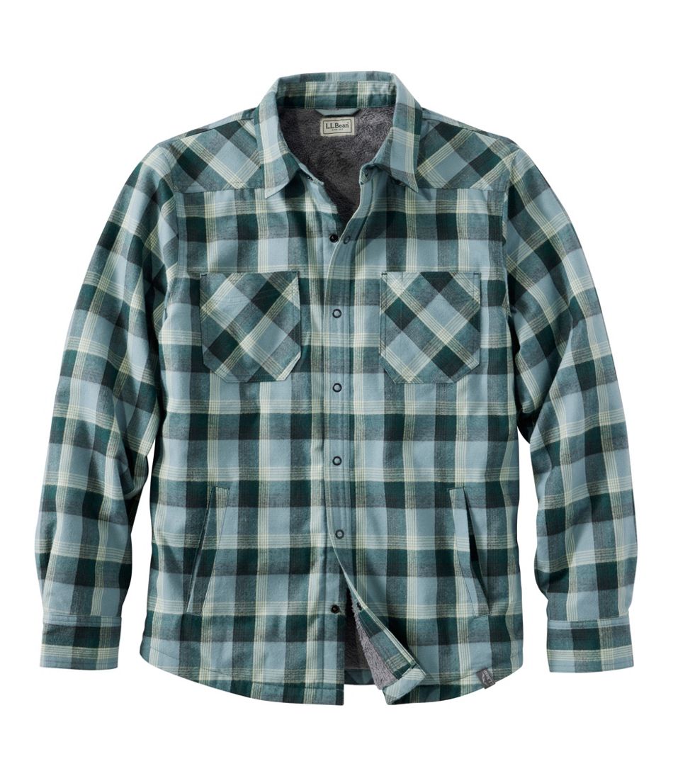 L.L.BeanMen's Katahdin Performance Flannel Shirt-Jacket, Hi-Pile Fleece-Lined Plaid