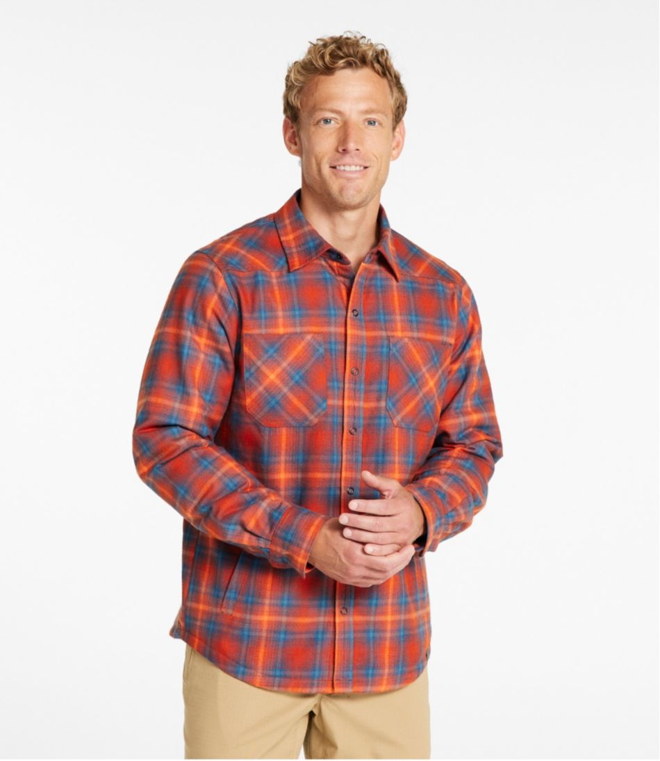 L.L.BeanMen's Katahdin Performance Flannel Shirt-Jacket, Hi-Pile Fleece-Lined Plaid
