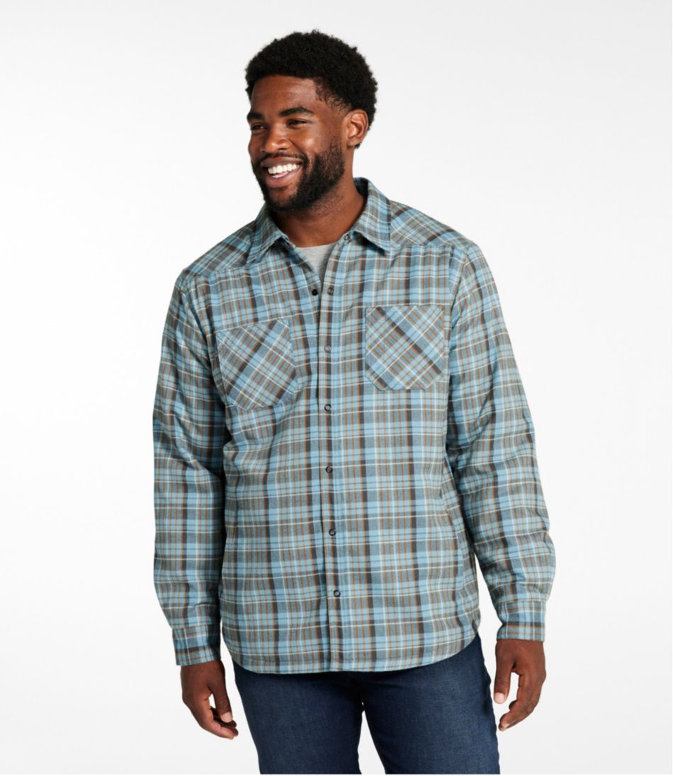 L.L.BeanMen's Katahdin Performance Flannel Shirt-Jacket, Hi-Pile Fleece-Lined Plaid
