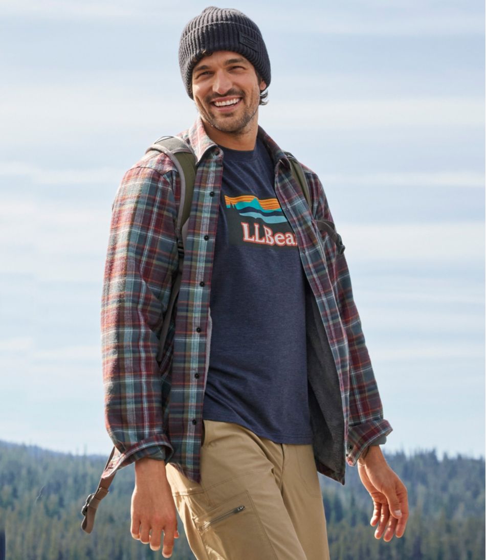 L.L.BeanMen's Katahdin Performance Flannel Shirt-Jacket, Hi-Pile Fleece-Lined Plaid