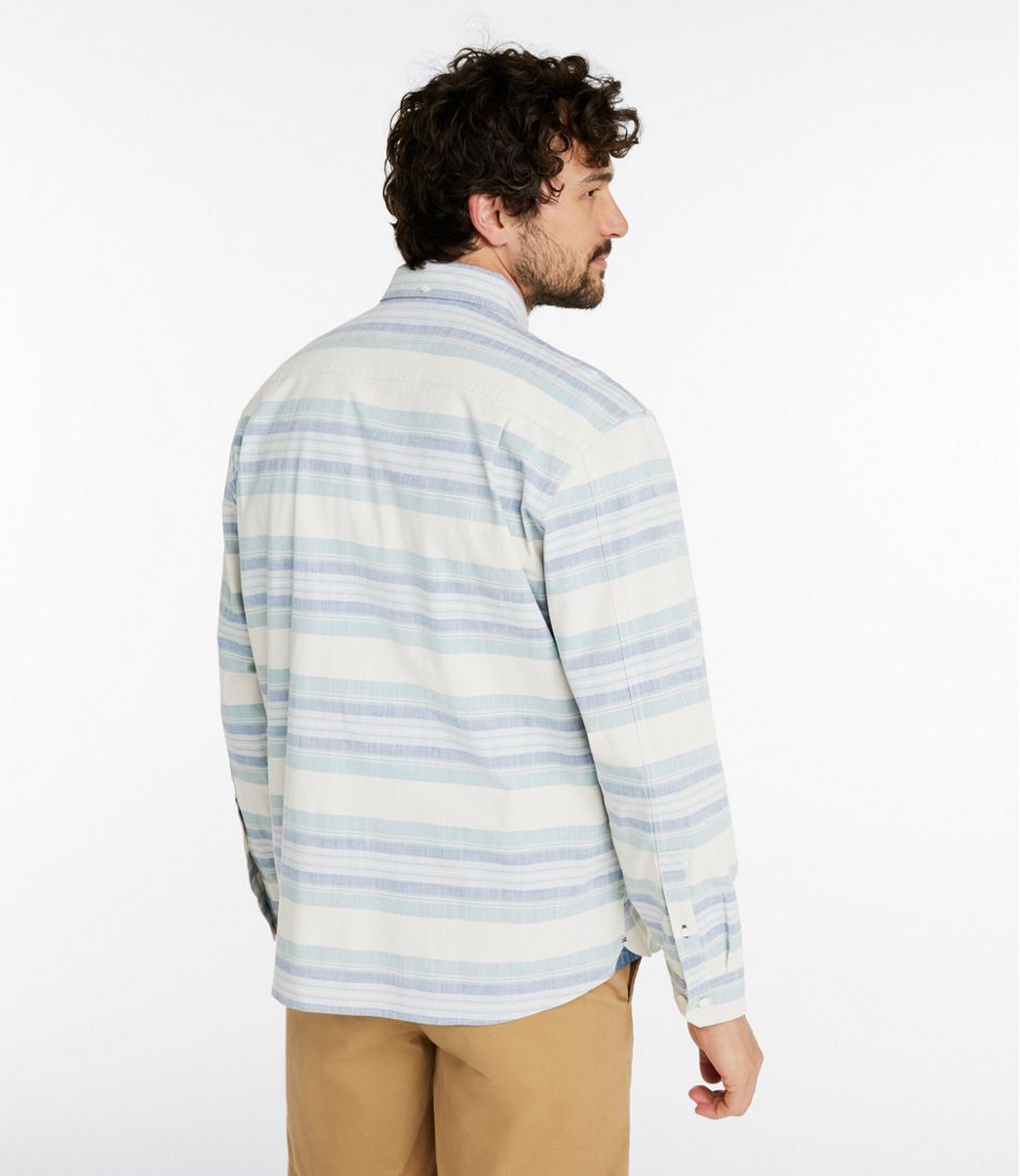 L.L.BeanMen's Comfort Stretch Chambray Shirt, Traditional Untucked Fit, Long-Sleeve, Stripe