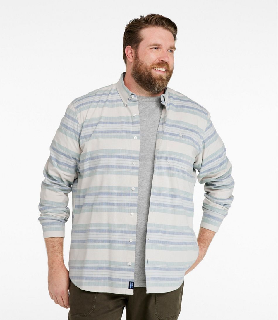 L.L.BeanMen's Comfort Stretch Chambray Shirt, Traditional Untucked Fit, Long-Sleeve, Stripe