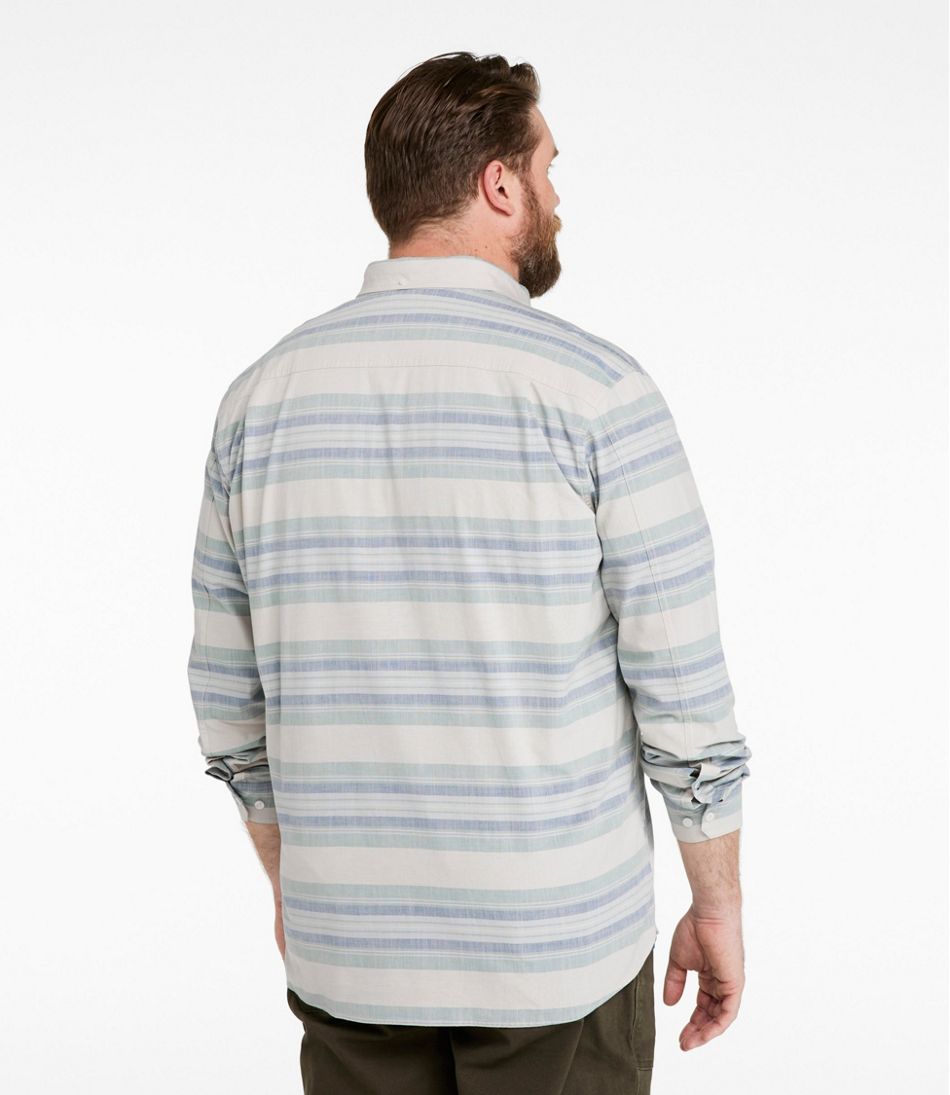 L.L.BeanMen's Comfort Stretch Chambray Shirt, Traditional Untucked Fit, Long-Sleeve, Stripe