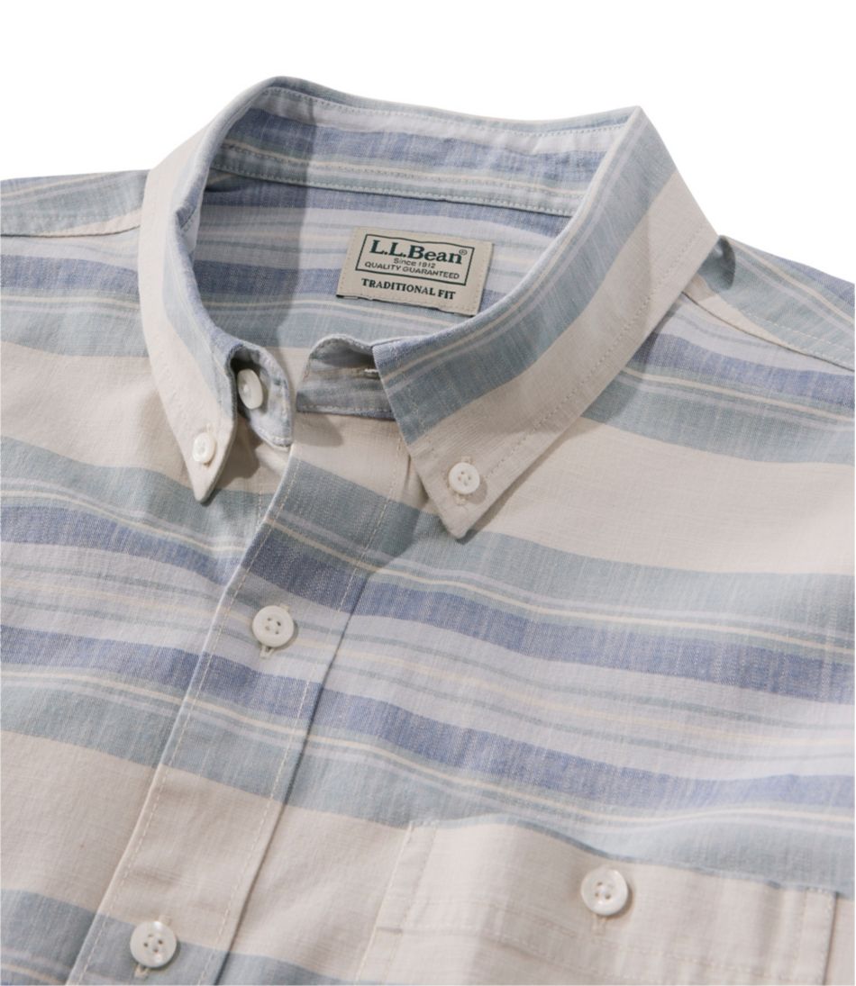 L.L.BeanMen's Comfort Stretch Chambray Shirt, Traditional Untucked Fit, Long-Sleeve, Stripe