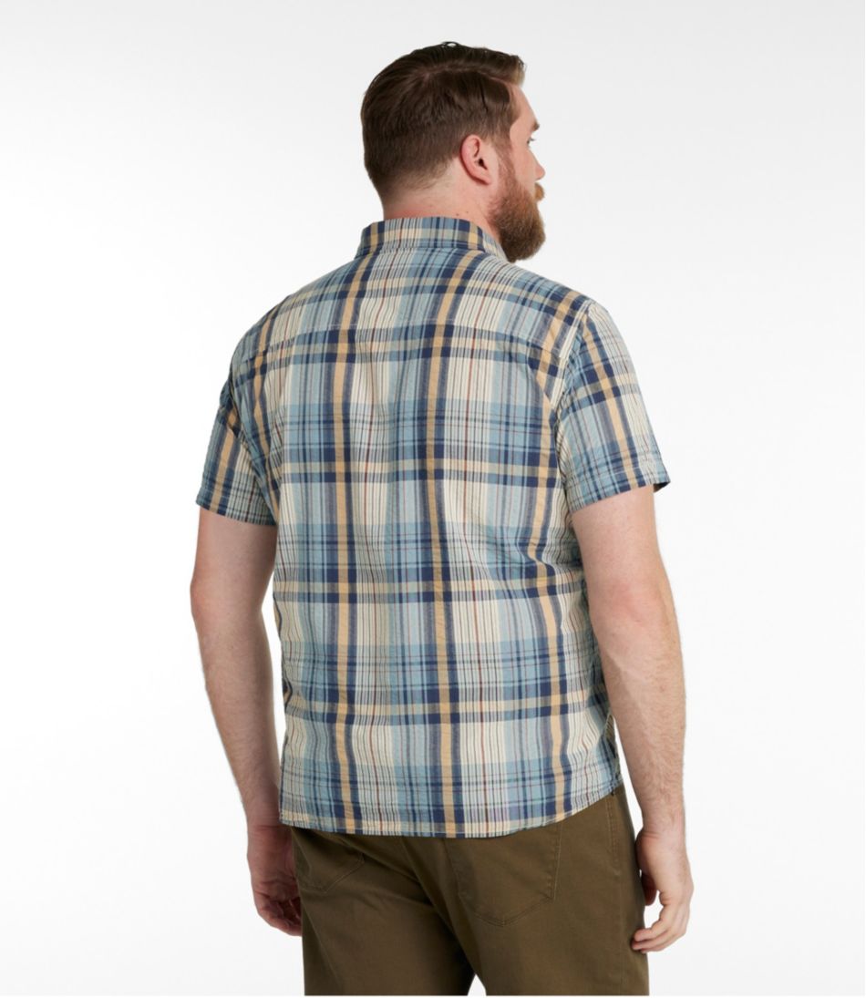 L.L.BeanMen's Signature Seersucker Madras Shirt, Slightly Fitted, Short-Sleeve
