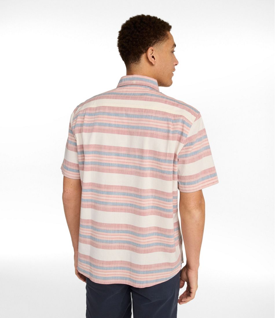 L.L.BeanMen's Comfort Stretch Chambray Shirt, Traditional Untucked Fit, Short-Sleeve, Stripe