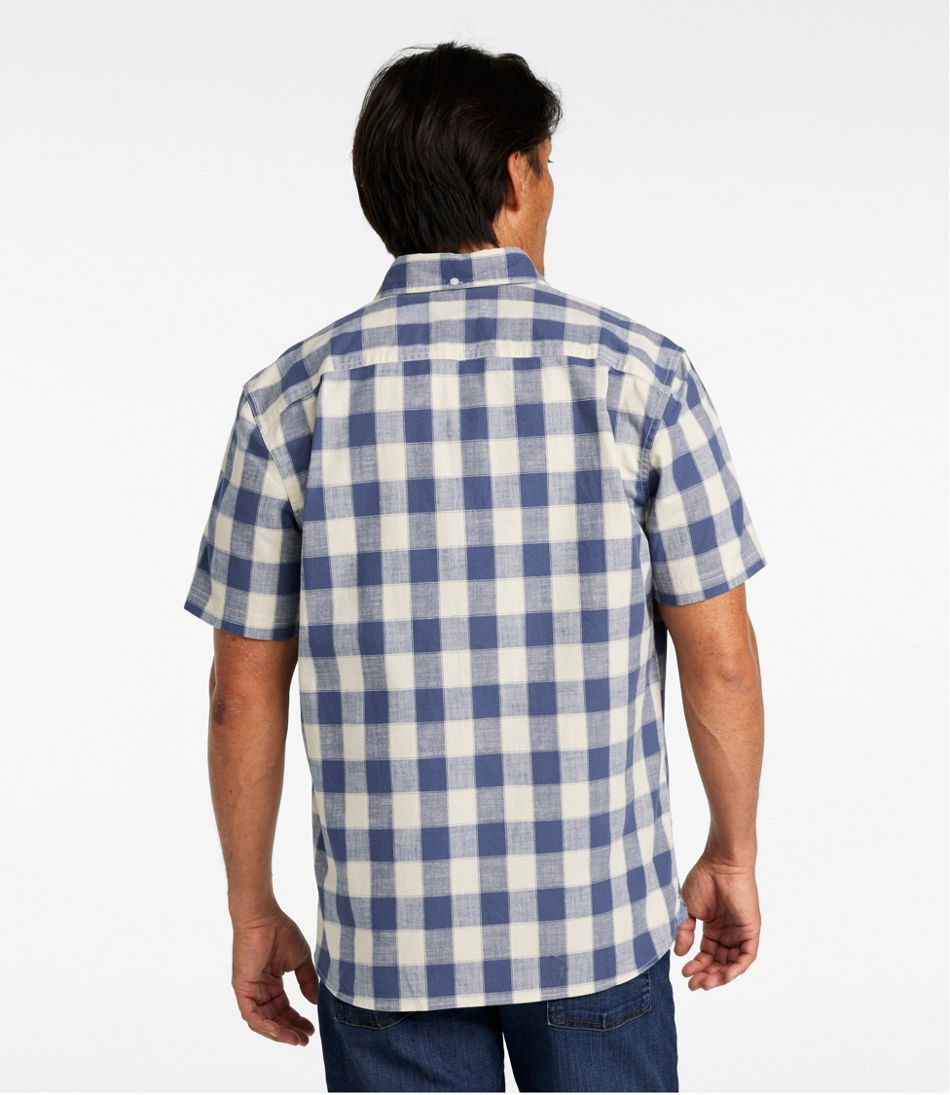 L.L.BeanMen's Comfort Stretch® Chambray Shirt, Slightly Fitted Untucked Fit, Short-Sleeve, Plaid
