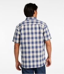 L.L.BeanMen's Comfort Stretch® Chambray Shirt, Slightly Fitted Untucked Fit, Short-Sleeve, Plaid