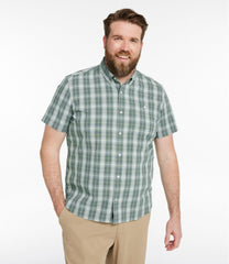 L.L.BeanMen's Comfort Stretch® Chambray Shirt, Slightly Fitted Untucked Fit, Short-Sleeve, Plaid