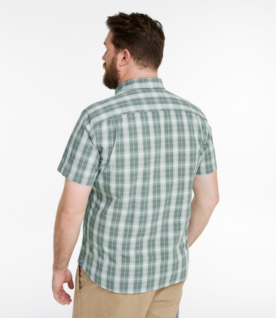 L.L.BeanMen's Comfort Stretch® Chambray Shirt, Slightly Fitted Untucked Fit, Short-Sleeve, Plaid