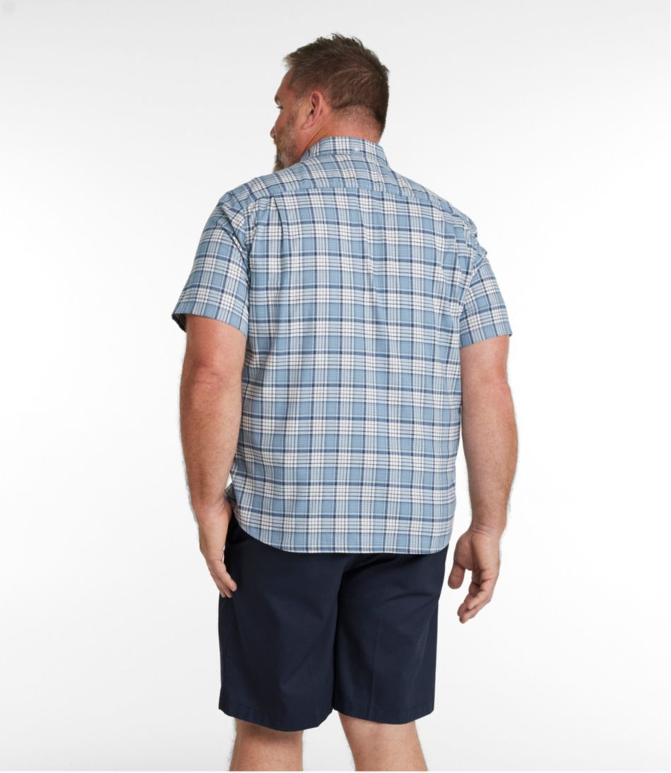 L.L.BeanMen's Comfort Stretch® Oxford, Slightly Fitted Untucked Fit, Short-Sleeve, Plaid
