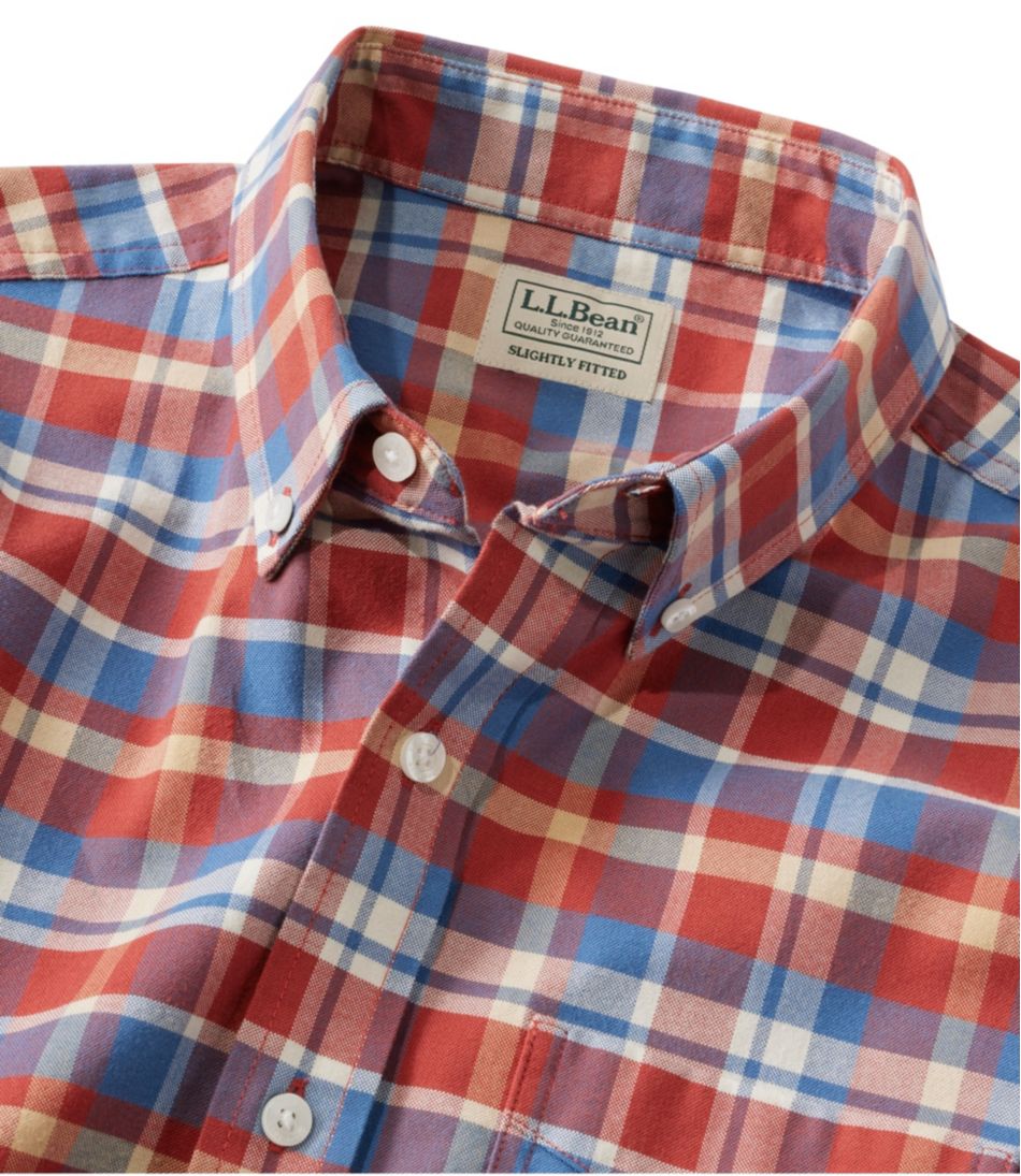 L.L.BeanMen's Comfort Stretch® Oxford, Slightly Fitted Untucked Fit, Short-Sleeve, Plaid