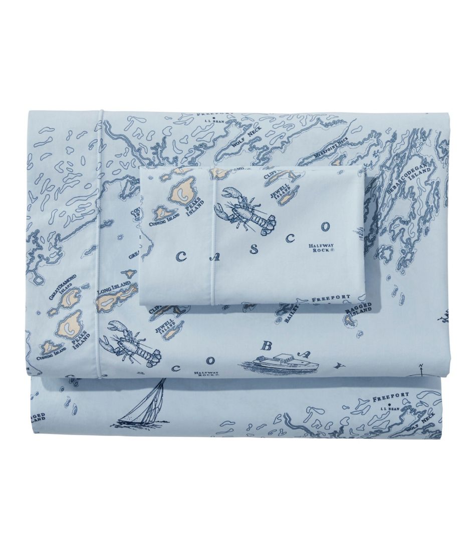 L.L.BeanNautical Map Percale Sheet Collection