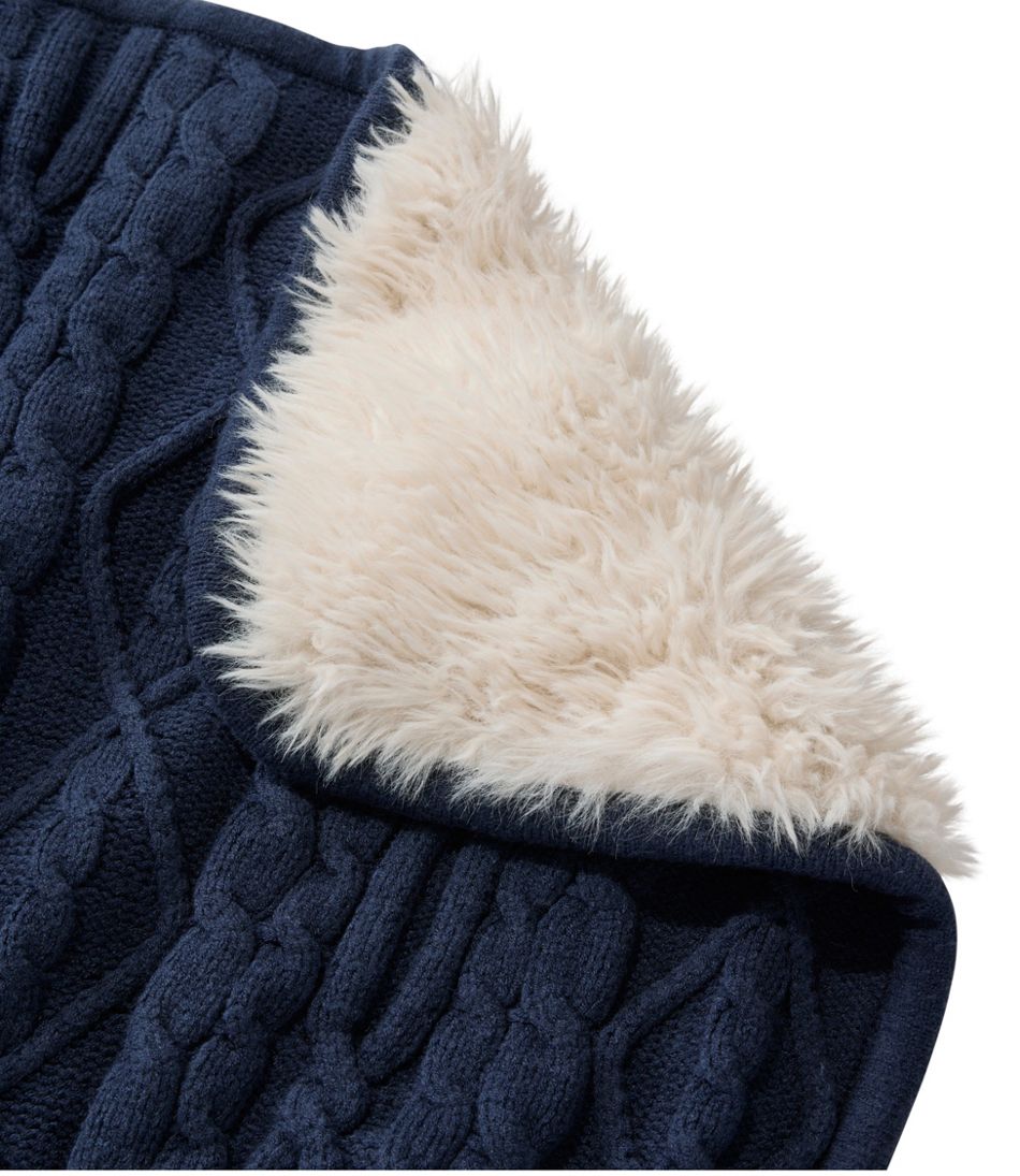 L.L.Bean1912 Heritage Knit Faux Fur Throw, Cable