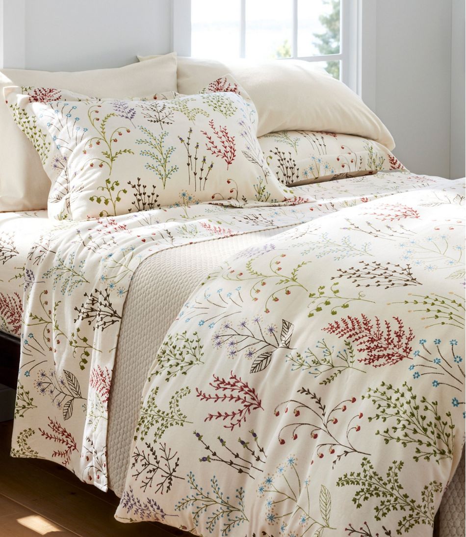 L.L.BeanBotanical Floral Flannel Comforter Cover Collection