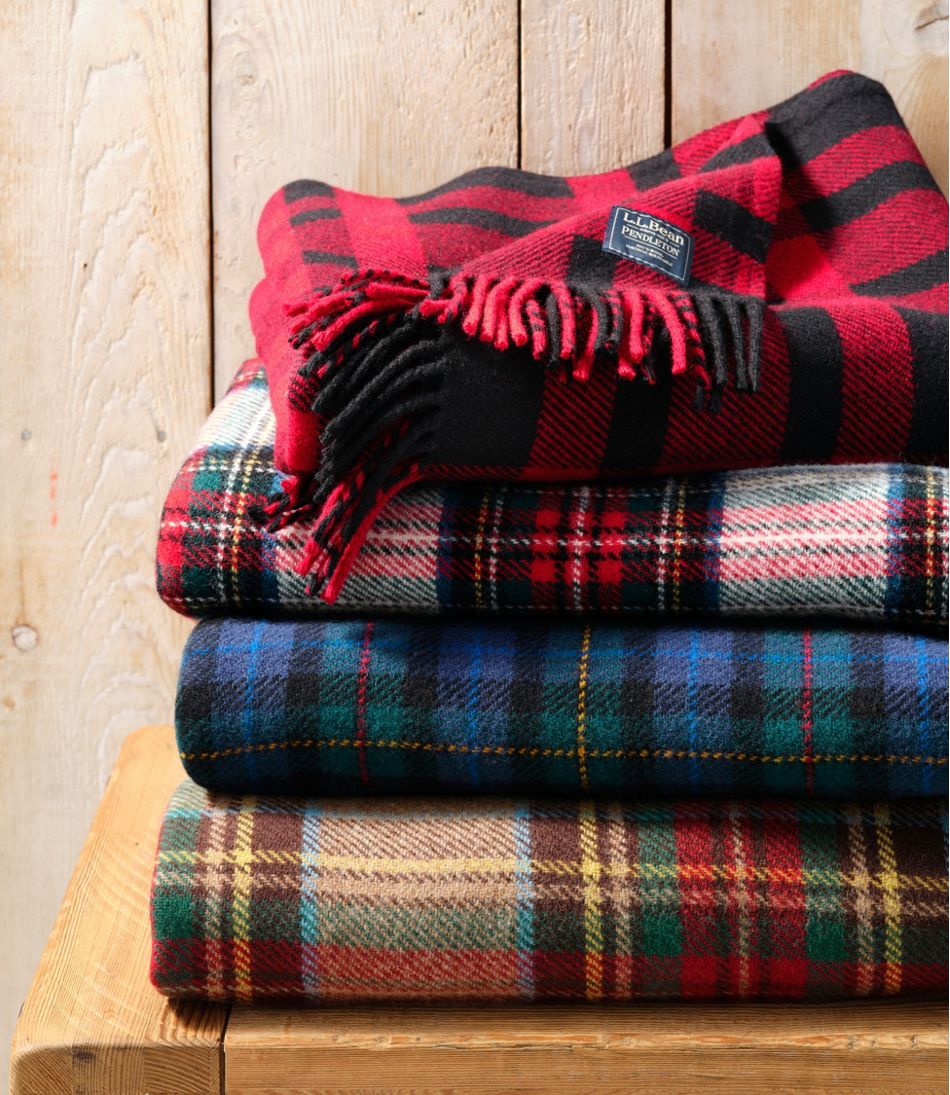 L.L.BeanWashable Wool Throw, Plaid 54" x 60"