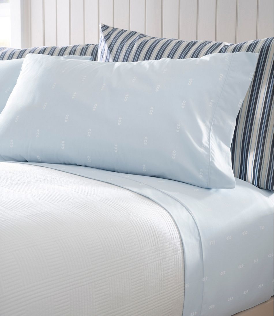 L.L.BeanSunwashed Percale Sheet Collection, Stamped Leaf Print