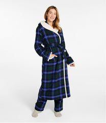 L.L.BeanWomen's Scotch Plaid Flannel Robe, Sherpa-Lined Long
