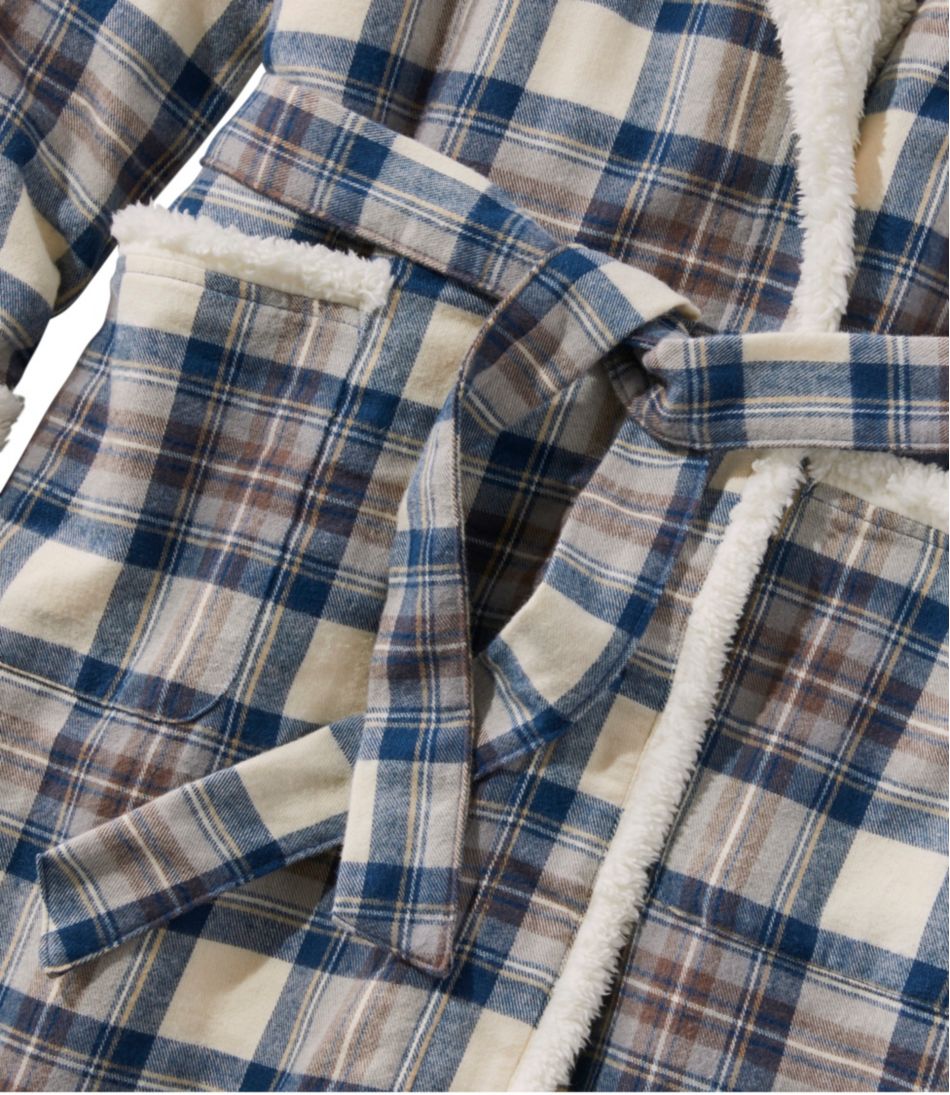 L.L.BeanWomen's Scotch Plaid Flannel Robe, Sherpa-Lined Long