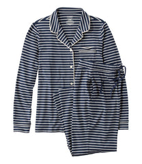 L.L.BeanWomen's Super-Soft Shrink-Free Button Front Pajama Set, Stripe
