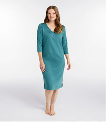 L.L.BeanWomen's Supima Cotton Nightgown, V-Neck Three-Quarter-Sleeve