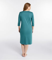 L.L.BeanWomen's Supima Cotton Nightgown, V-Neck Three-Quarter-Sleeve