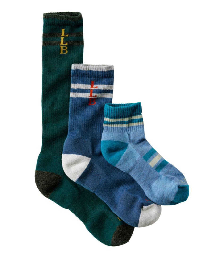 L.L.BeanAdults' Katahdin Hiker Socks, 1/4 Crew Stripe