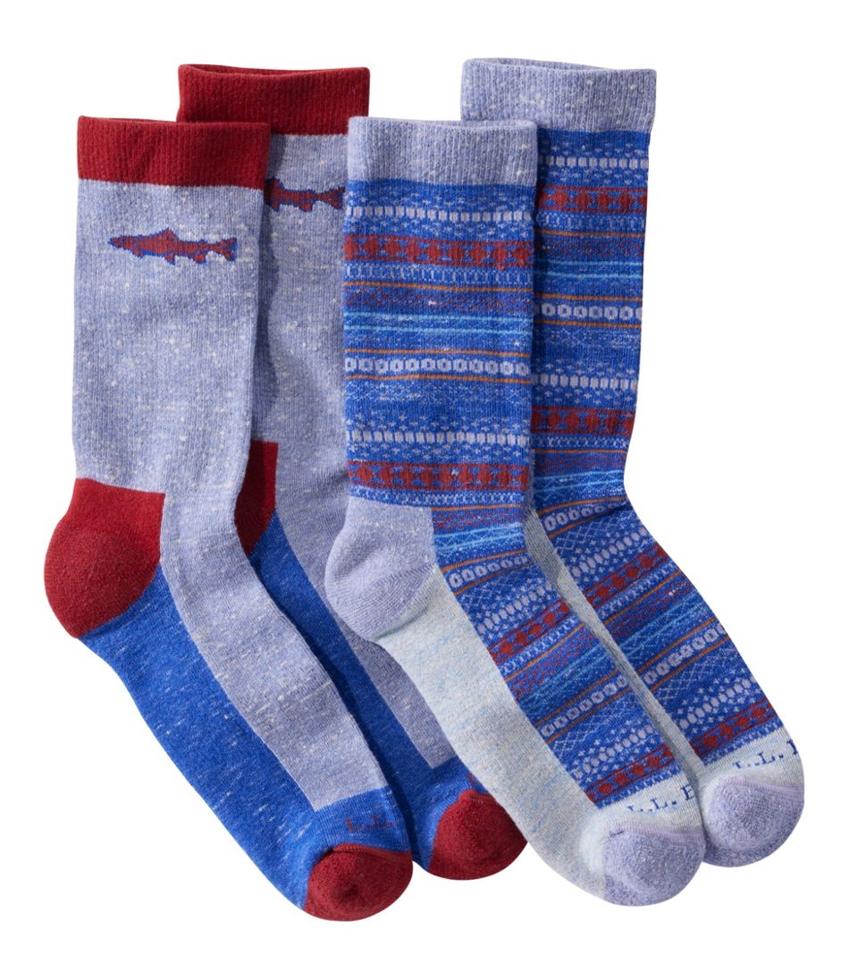 L.L.BeanAdults' Wicked Soft Cotton Socks, Novelty 2-Pack