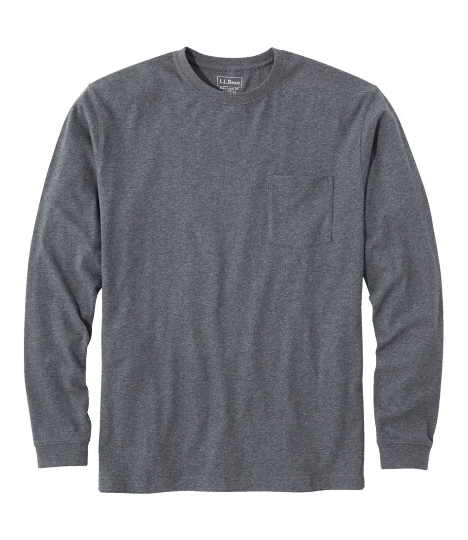 L.L.BeanMen's Carefree Unshrinkable Tee with Pocket, Traditional Fit, Long-Sleeve