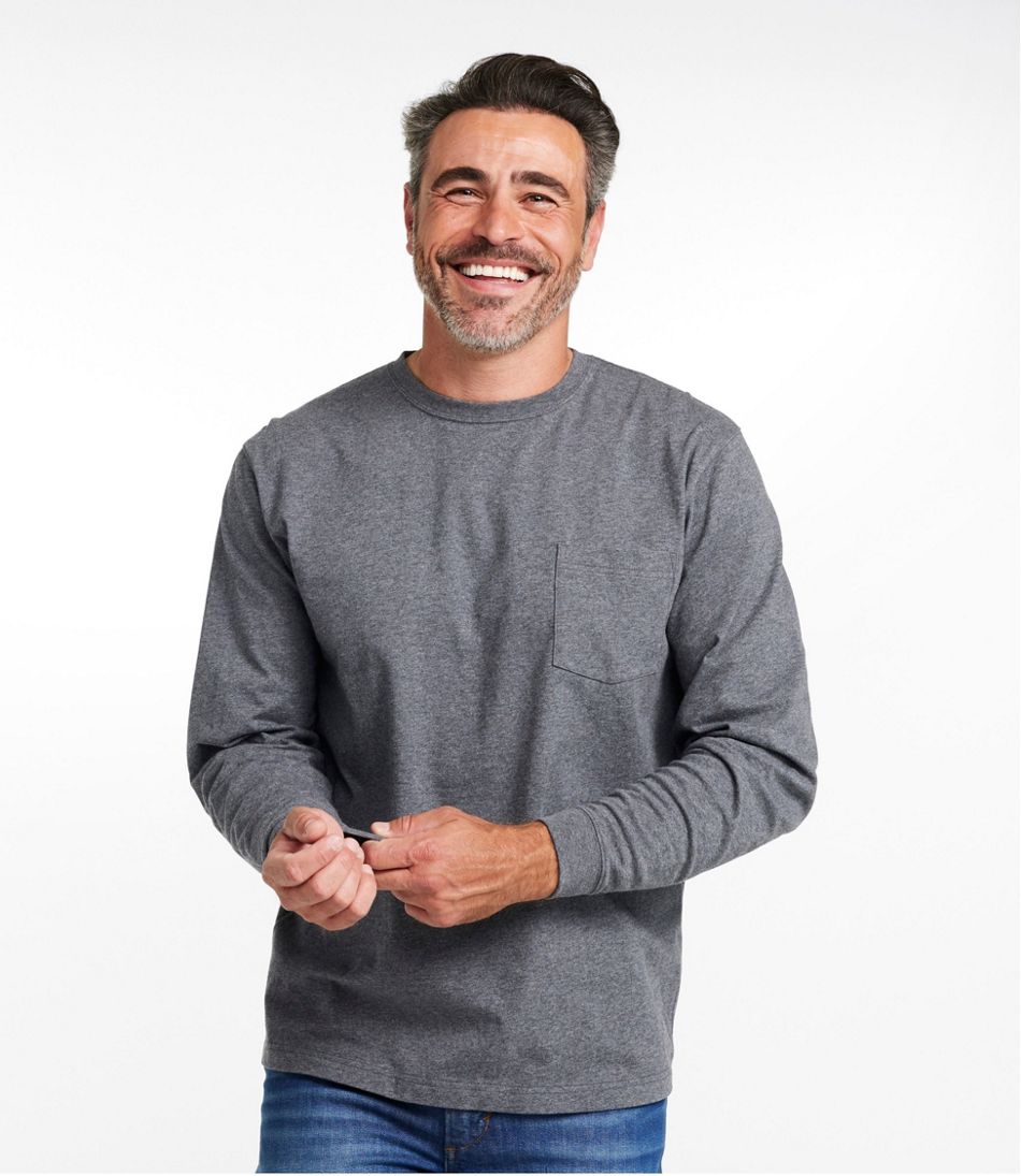 L.L.BeanMen's Carefree Unshrinkable Tee with Pocket, Traditional Fit, Long-Sleeve
