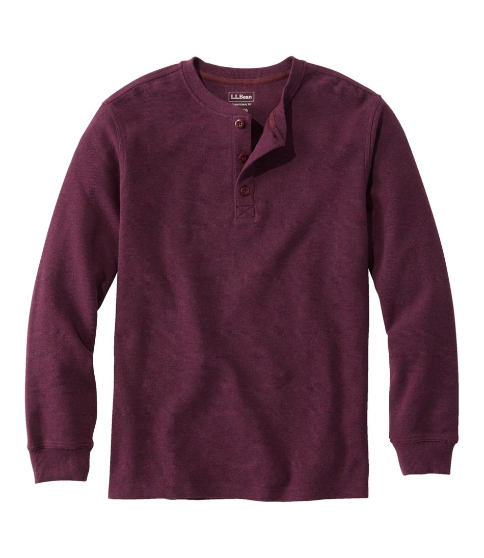 L.L.BeanMen's Unshrinkable Mini-Waffle Henley, Long-Sleeve Traditional Fit