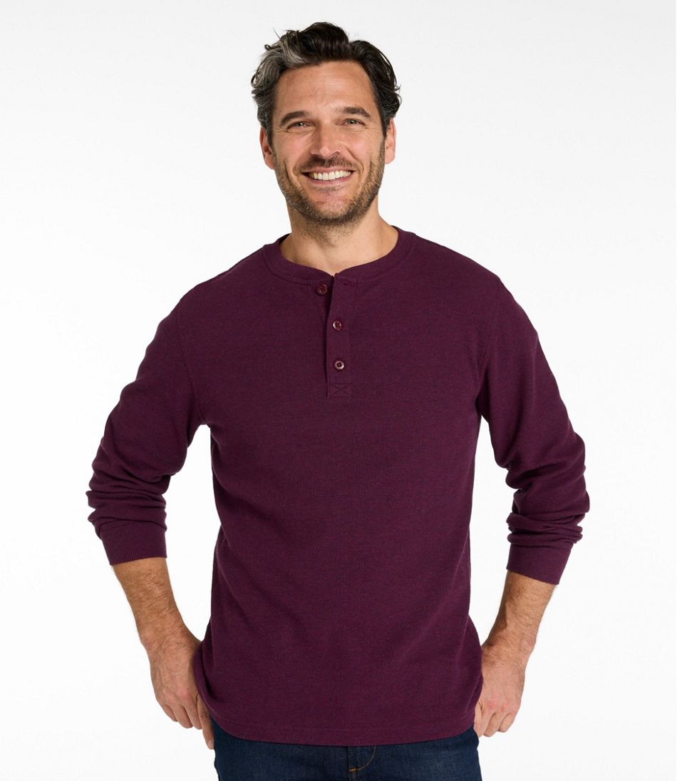 L.L.BeanMen's Unshrinkable Mini-Waffle Henley, Long-Sleeve Traditional Fit