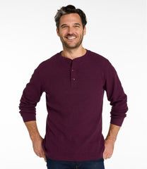 L.L.BeanMen's Unshrinkable Mini-Waffle Henley, Long-Sleeve Traditional Fit