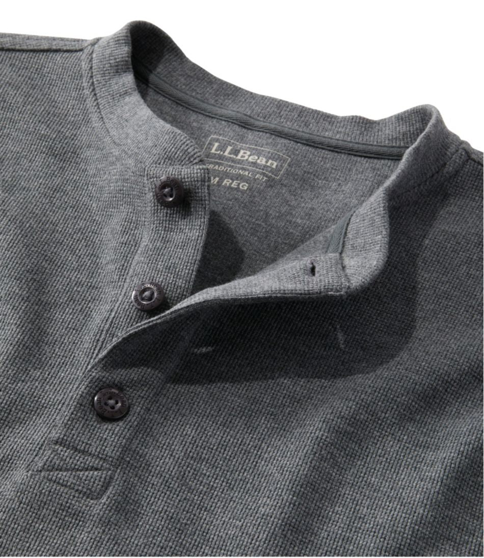 L.L.BeanMen's Unshrinkable Mini-Waffle Henley, Long-Sleeve Traditional Fit