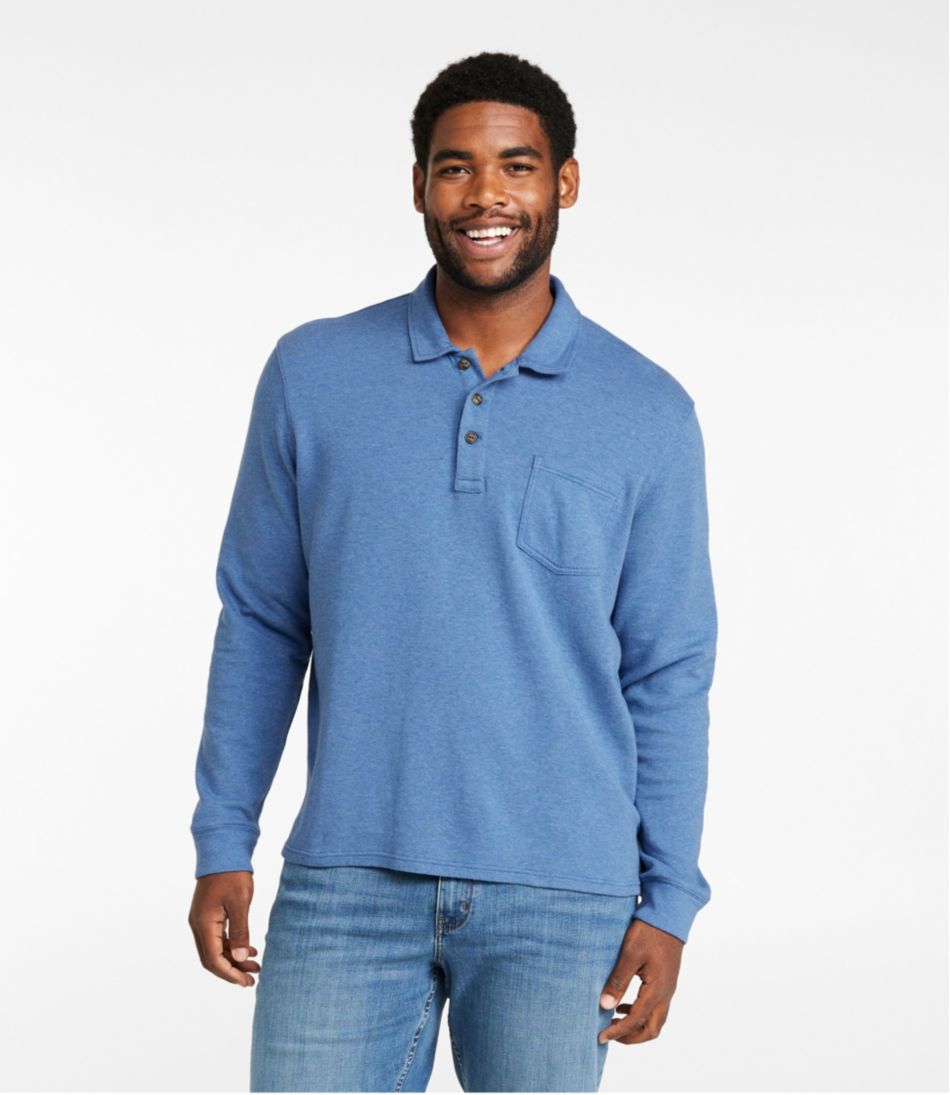 L.L.BeanMen's Washed Cotton Double-Knit Polo, Long-Sleeve