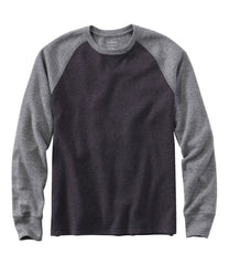 L.L.BeanMen's Washed Cotton Double-Knit Crewneck, Slightly Fitted Long-Sleeve Colorblock