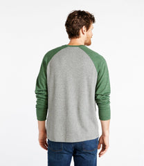 L.L.BeanMen's Washed Cotton Double-Knit Crewneck, Slightly Fitted Long-Sleeve Colorblock