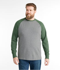 L.L.BeanMen's Washed Cotton Double-Knit Crewneck, Slightly Fitted Long-Sleeve Colorblock