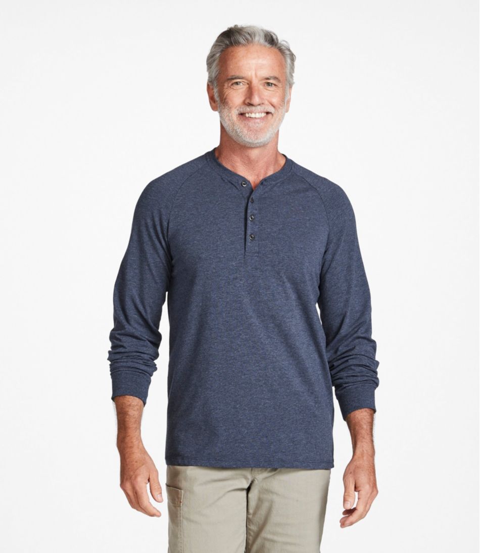 L.L.BeanMen's Comfort Stretch Pima Tee Shirt, Long-Sleeve Henley