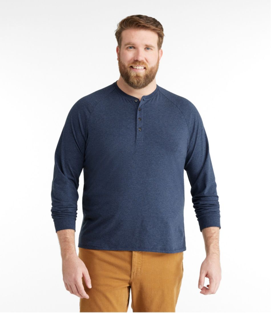 L.L.BeanMen's Comfort Stretch Pima Tee Shirt, Long-Sleeve Henley