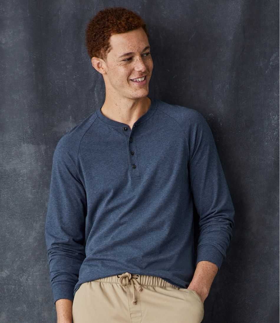 L.L.BeanMen's Comfort Stretch Pima Tee Shirt, Long-Sleeve Henley