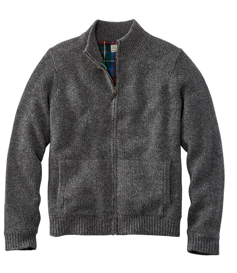 L.L.BeanMen's Classic Ragg Wool Sweater, Full-Zip Flannel-Lined