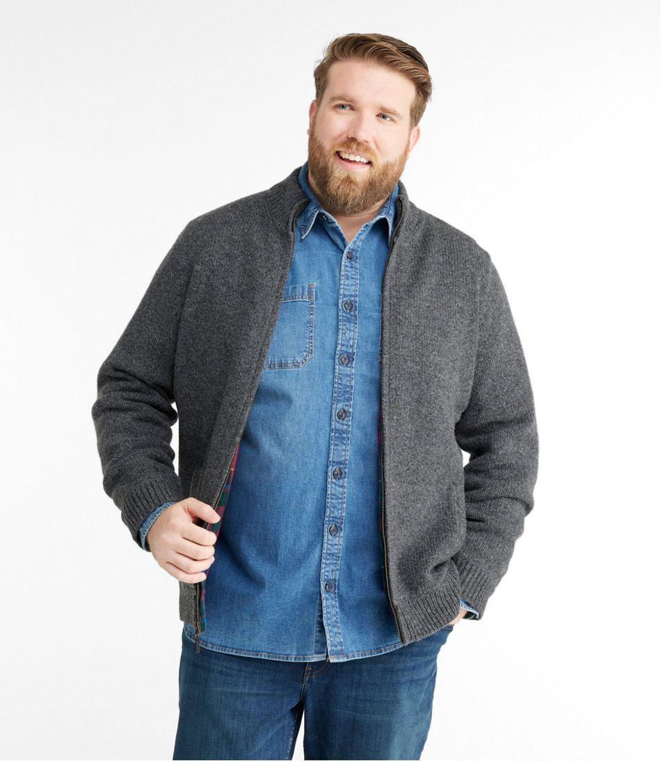 L.L.BeanMen's Classic Ragg Wool Sweater, Full-Zip Flannel-Lined