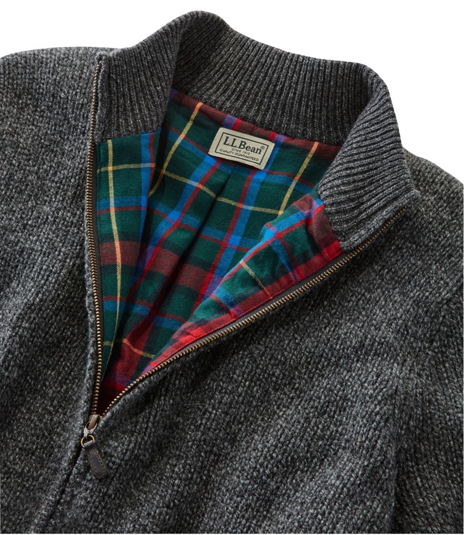 L.L.BeanMen's Classic Ragg Wool Sweater, Full-Zip Flannel-Lined