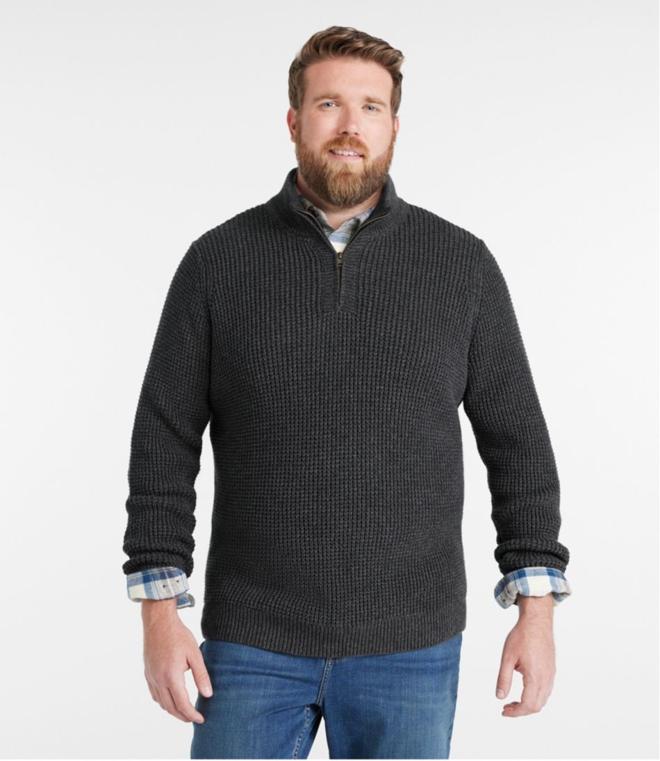 L.L.BeanMen's Organic Cotton Waffle Sweater, Quarter Zip