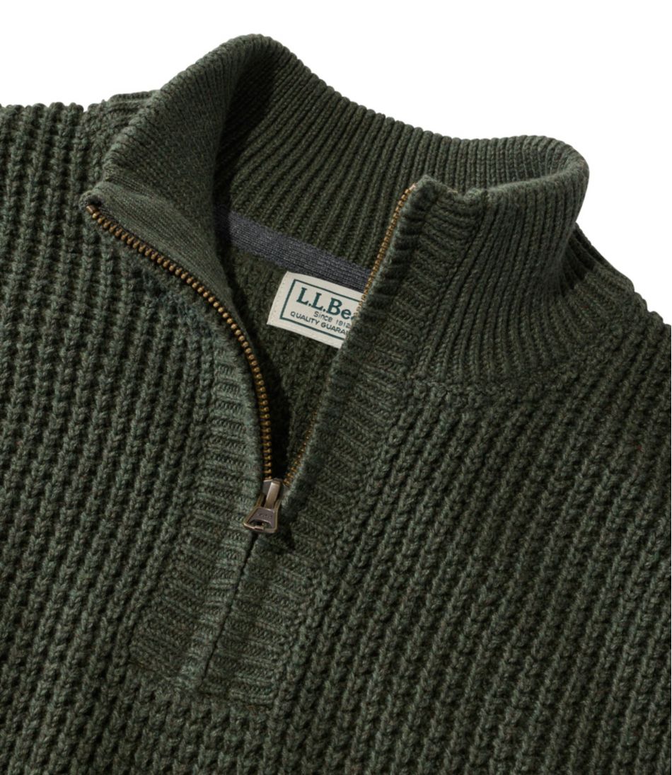 L.L.BeanMen's Organic Cotton Waffle Sweater, Quarter Zip