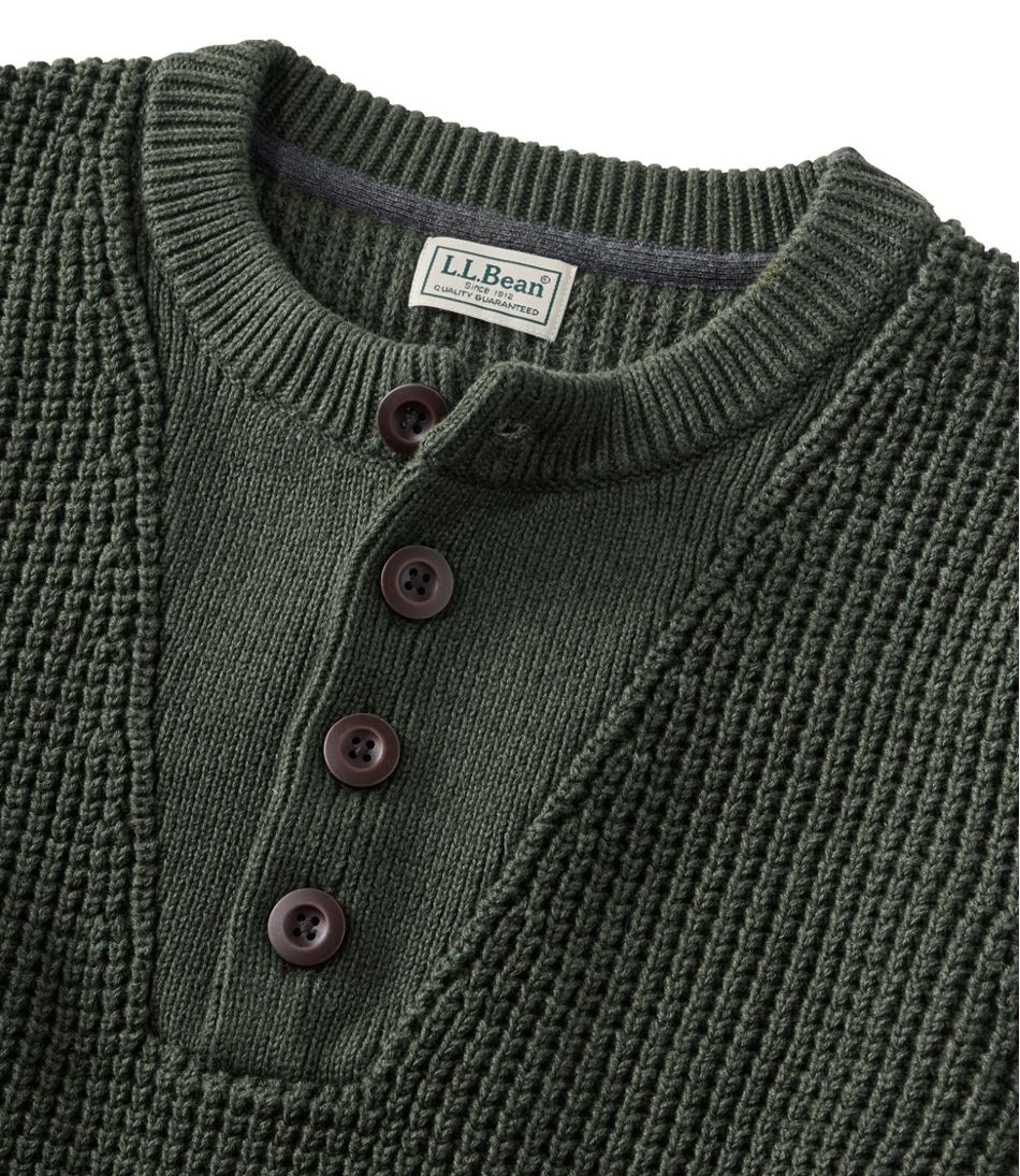 L.L.BeanMen's Organic Cotton Waffle Sweater, Henley